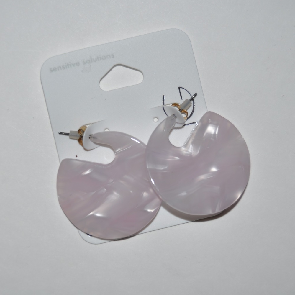 NEW Tortoise Shell 40MM Hoop Earrings - Pink NWT - Picture 4 of 8